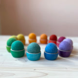 Filzbälle mit Schälchen 12 Farben