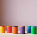 Holzbecher mit Deckel 6 Farben