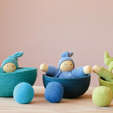 Jutekörbe Mini Set Blau-Grün