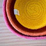 Jutekörbe Set Mini Rosa-Gelb