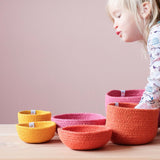 Jutekörbe Set Mini Rosa-Gelb