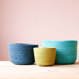 Jutekörbe Set Blau-Grün