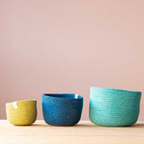 Jutekörbe Set Blau-Grün