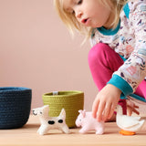 Jutekörbe Set Blau-Grün