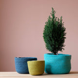 Jutekörbe Set Blau-Grün