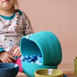 Jutekörbe Set Blau-Grün