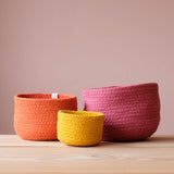 Jutekörbe Set Rosa-Gelb