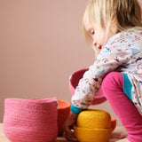 Jutekörbe Set Rosa-Gelb