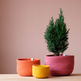 Jutekörbe Set Rosa-Gelb