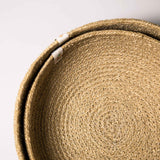 Die zwei Jutekörbchen in 23cm und 26cm Durchmesser von Respiin ineinander gestellt, das Material und die Verarbeitung ist gut zu erkennen.