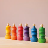 Grapat Nins, Mates, Bowls und Rings in sechs Farben des Regenobgens.