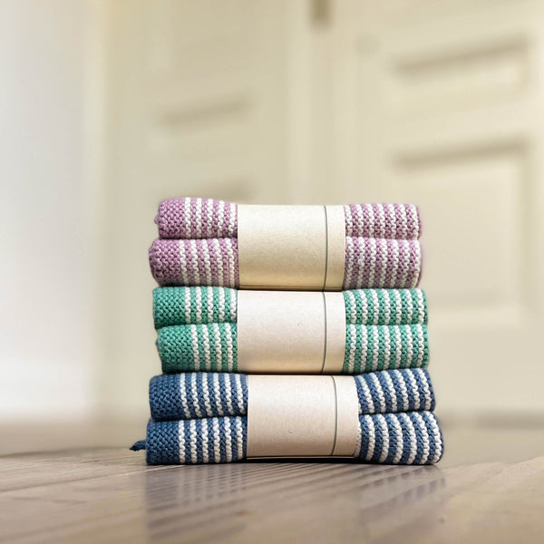 Kleine Stricktücher gestreift im 2er Set